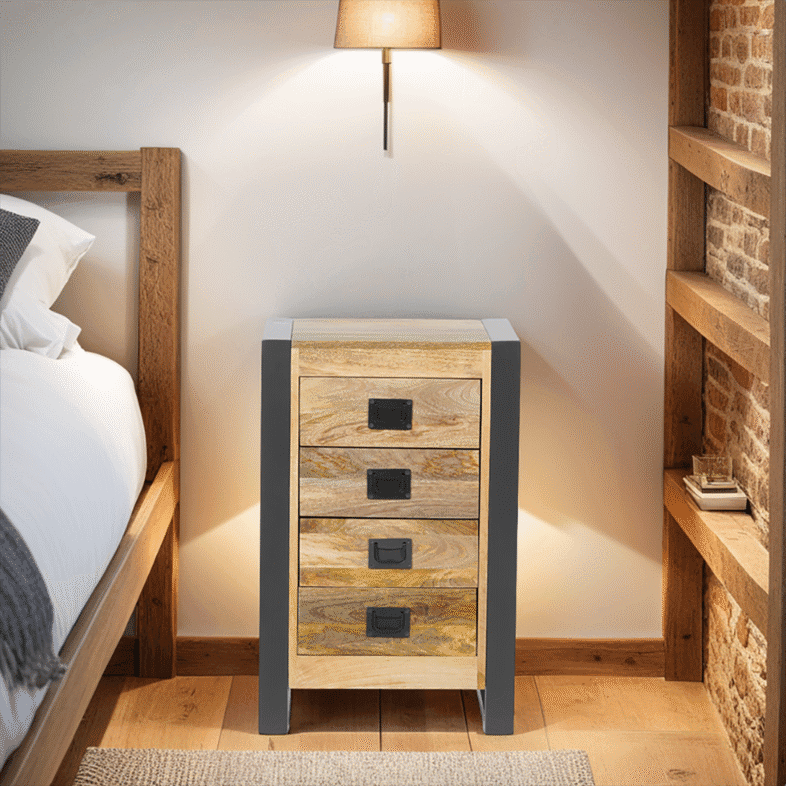 Forge Induastrial Furniture 4 Drawer Bedside Cabinet Lifestyle