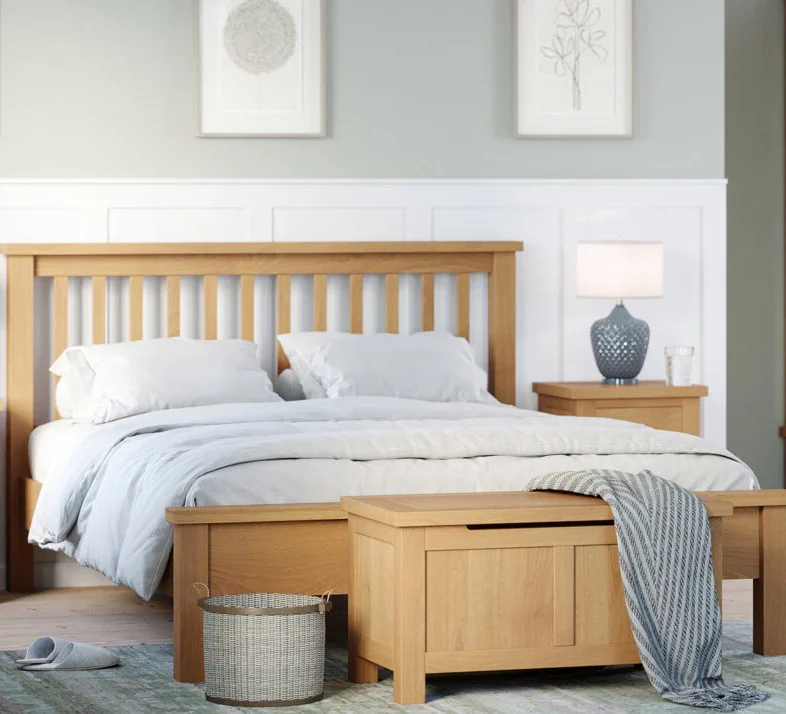 Keswick Oak 4FT 6'' Double Low Foot End Bed - Solid Oak Furniture