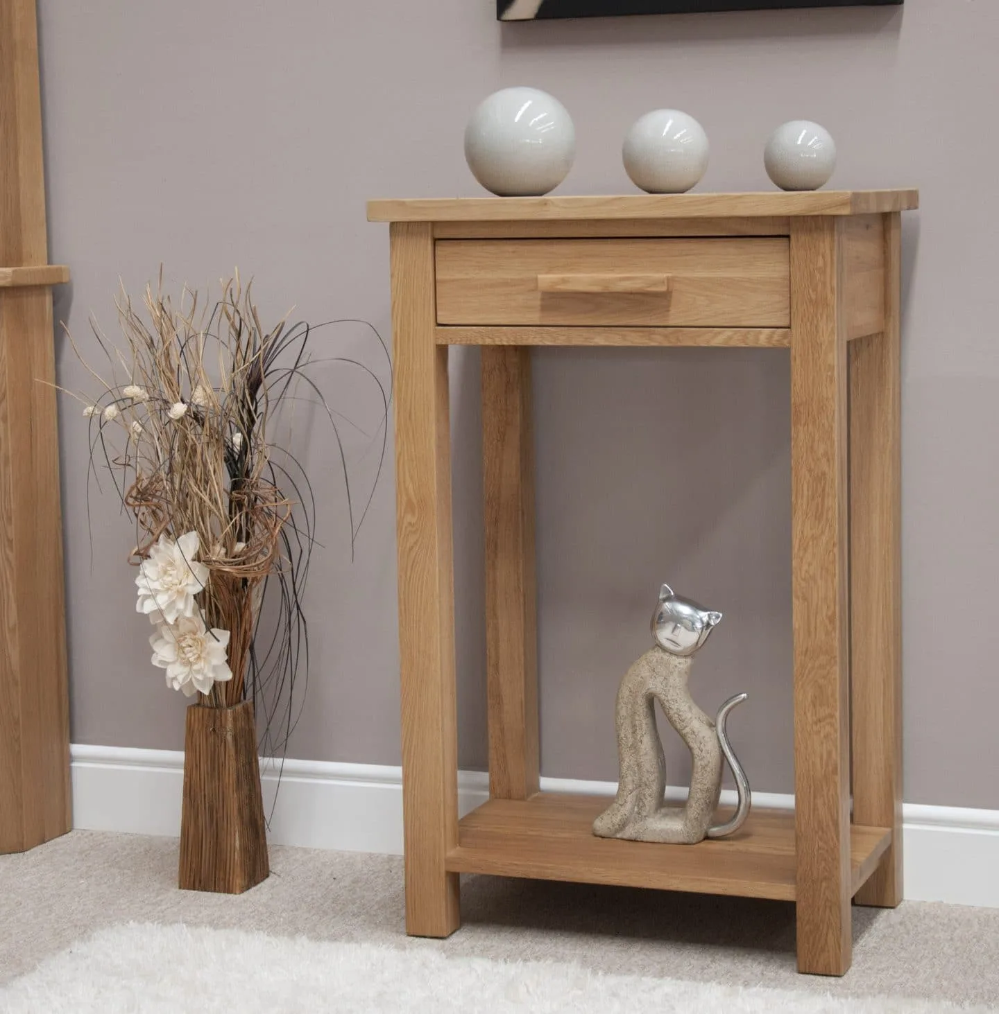 Opus Solid Oak Small Hall Table - Solid Oak Furniture