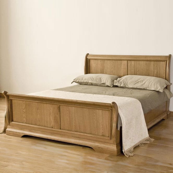 Paris Solid Oak 4FT 6” Double Sleigh Bed