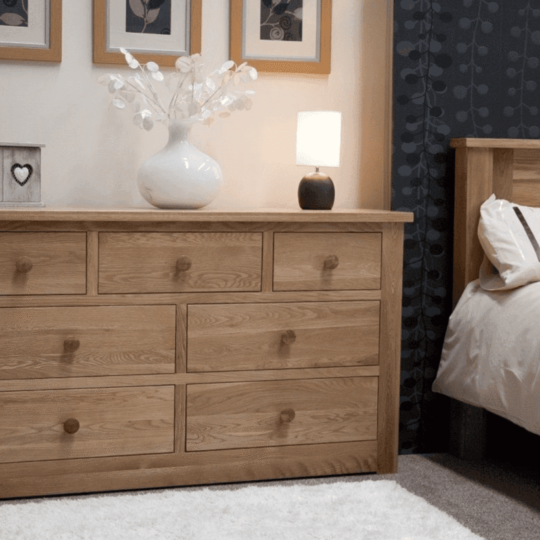 Torino Solid Oak 7 Drawer Chest - Solid Oak Furniture