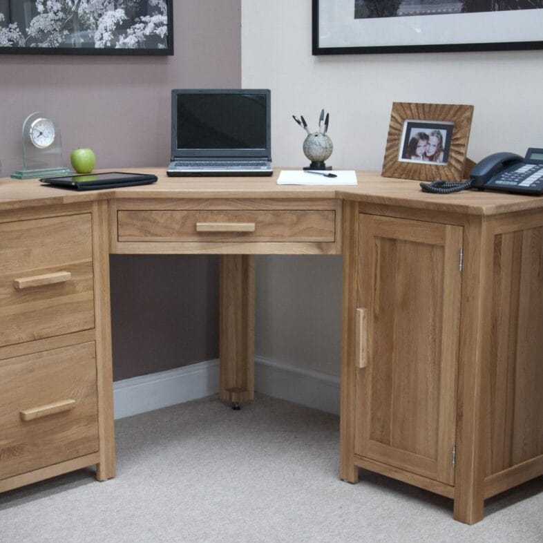 Solid Oak Corner Computer desk Liftstyle