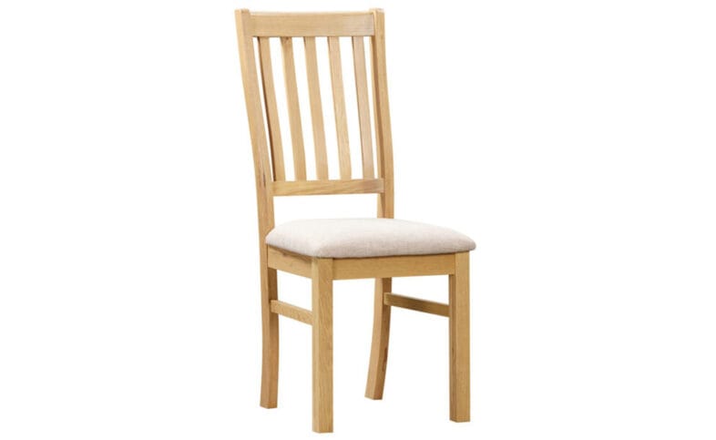 Somerset Oak Slatted Chair with Fabric Seat Pad - Solid Oak Furniture