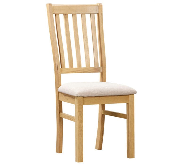 Somerset Oak Slatted Chair with Fabric Seat Pad - Solid Oak Furniture
