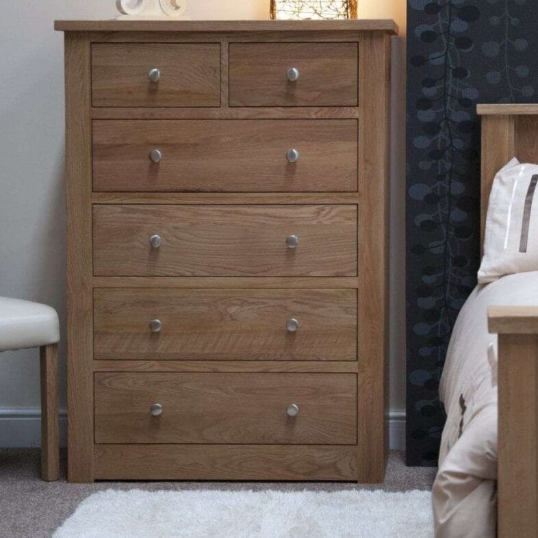 Torino Solid Oak 2 Over 4 Chest of Drawers - Solid Oak Furniture