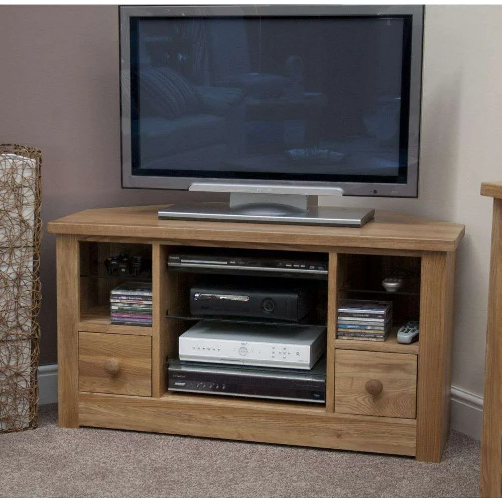 Torino Solid Oak Corner TV Cabinet - Solid Oak Furniture