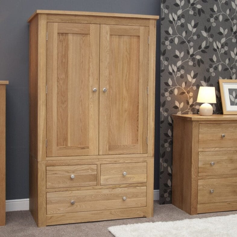 Torino Solid Oak Gents Wardrobe - Solid Oak Furniture