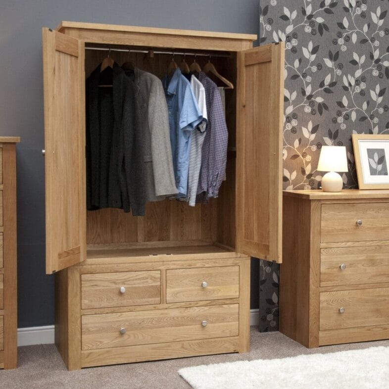 Torino Solid Oak Gents Wardrobe - Image 4
