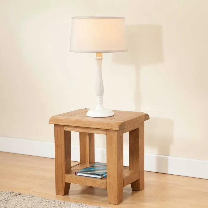 Wentworth Oak Lamp Table with shelf