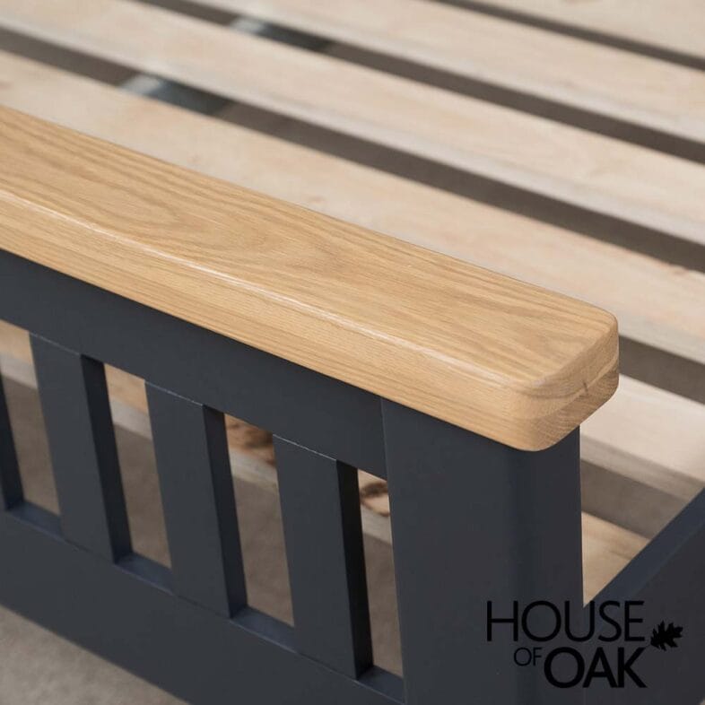 Tuscany Oak 4FT 6'' Double Bed in Dark Blue Painted - Image 4