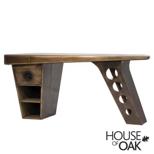 Aviator Range – Half Wing Desk in Vintage Jet Brass