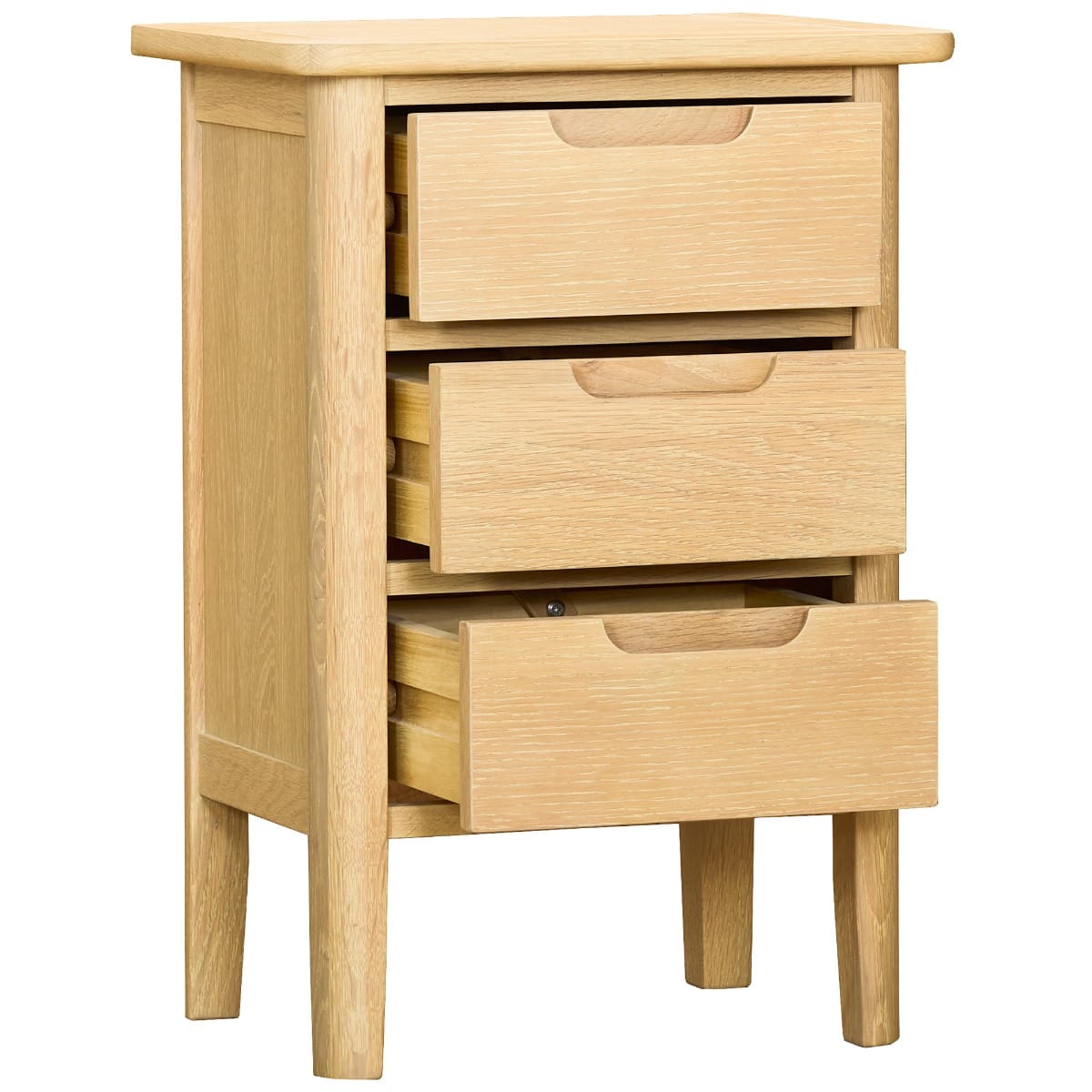 Stockholm Oak 3 Drawer Bedside Cabinet - Image 2