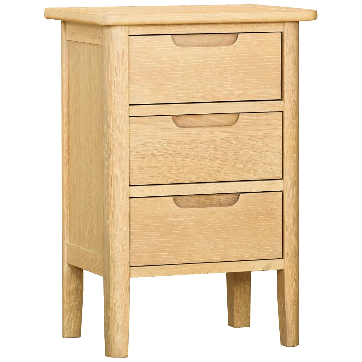Stockholm Oak 3 Drawer Bedside Cabinet