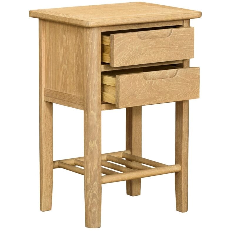 Stockholm Oak BedSide Table With 2 Drawers - Image 4