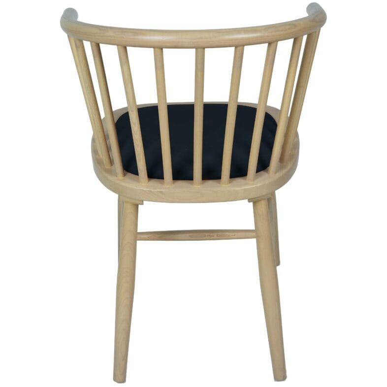 Stockholm Oak Curved Back Dining Chair - Dark Grey Fabric Seat - Image 3