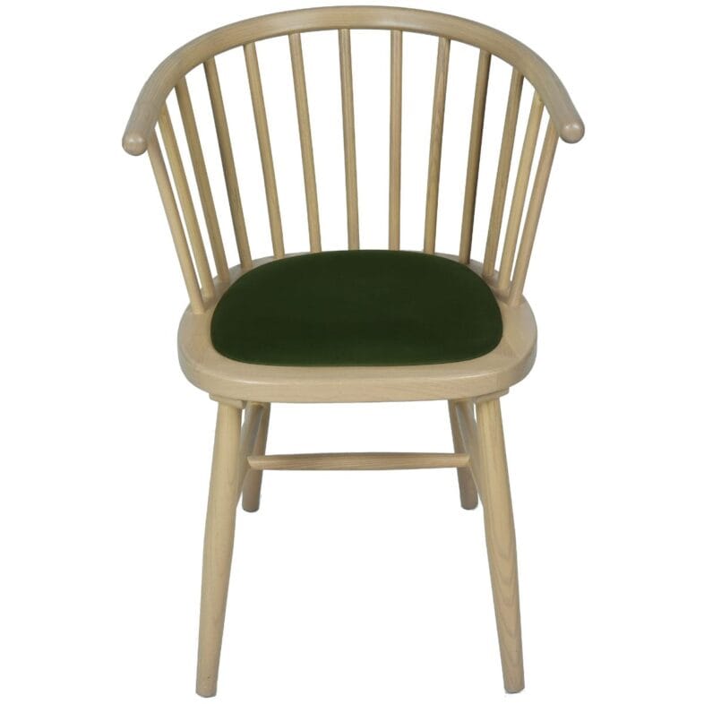 Stockholm Oak Curved Back Dining Chair - Green Fabric Seat - Image 4