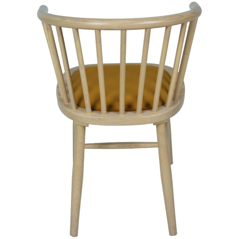 Stockholm Oak Curved Back Dining Chair - Mustard Fabric Seat - Image 3