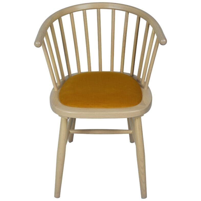 Stockholm Oak Curved Back Dining Chair - Mustard Fabric Seat - Image 4