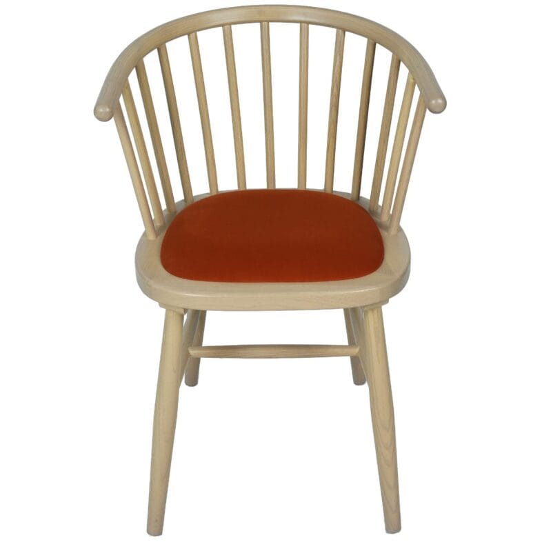 Stockholm Oak Curved Back Dining Chair - Rust Fabric Seat - Image 4