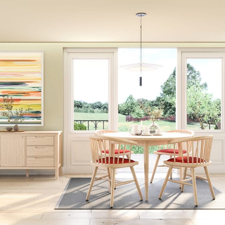 Stockholm Oak Curved Back Dining Chair - Rust Fabric Seat - Image 5