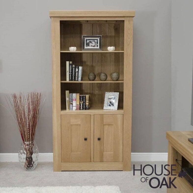 Bordeaux Oak 2 Door Bookcase - Image 4