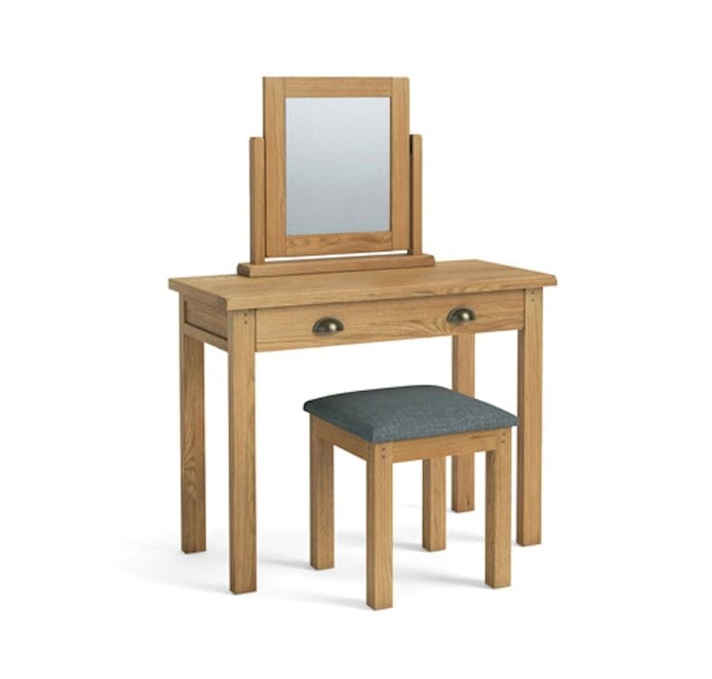 Paignton Oak Dressing Table Set including Stool and Mirror