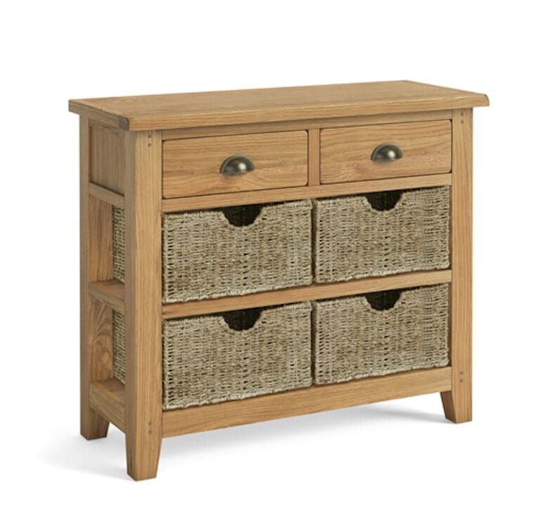 Paignton Oak Console Table with Baskets