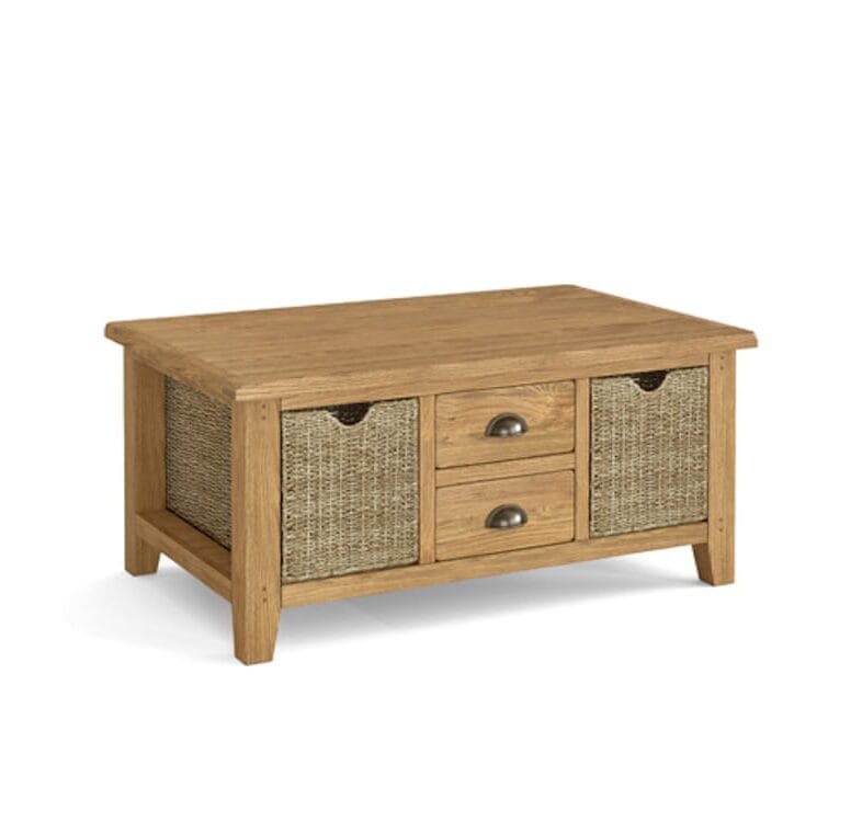 Paignton Oak Large Coffee Table with Baskets