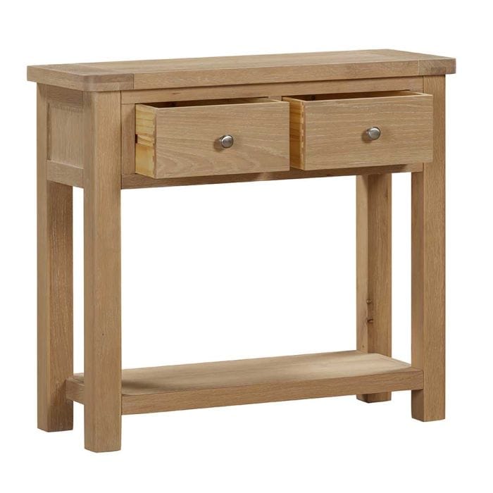 Carrington Oak Hall Table With 2 Drawers - Image 3