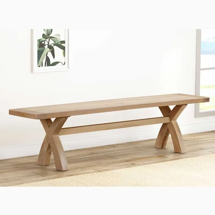 Carrington Oak 180cm Cross Leg Bench House of Oak