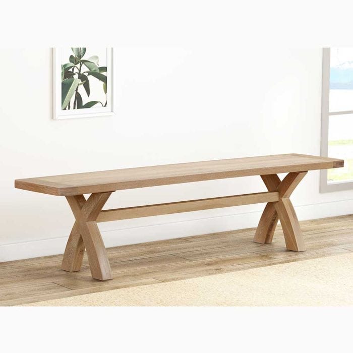 Carrington Oak 180cm Cross Leg Bench
