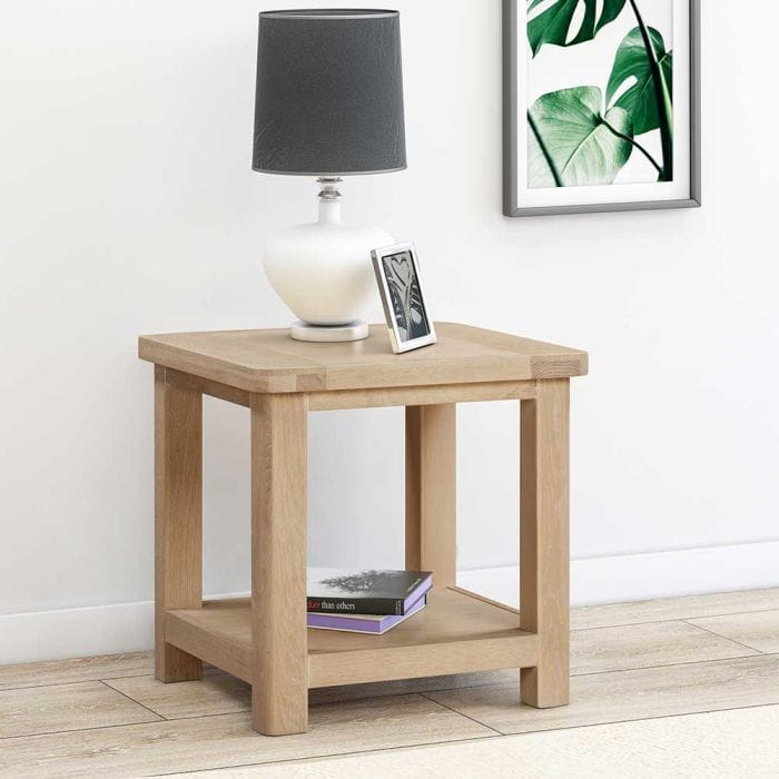 Carrington Oak Lamp Table with Shelf