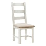 Carrington Oak Ladder Back Chair with Oatmeal Fabric Seat Painted in Off White