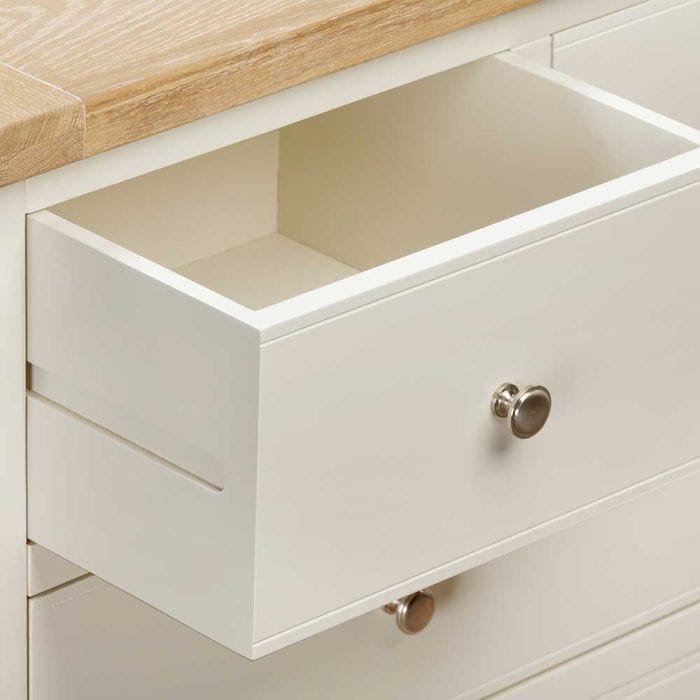 Carrington Oak 3 Over 4 Wide Chest of Drawers Painted in Off White - Image 6