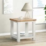 Carrington Oak Lamp Table Painted in Off White - Image 2