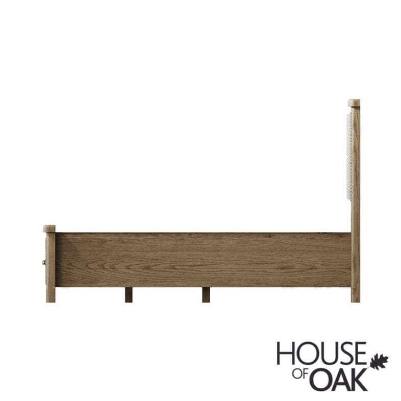Chatsworth Oak Double Bed With Fabric Headboard and 2-Drawer Footboard - Image 7