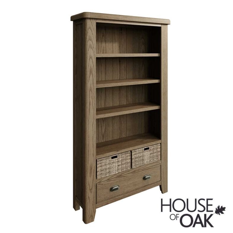 Chatsworth Oak Large Bookcase with 1 Drawer and Baskets - Image 2