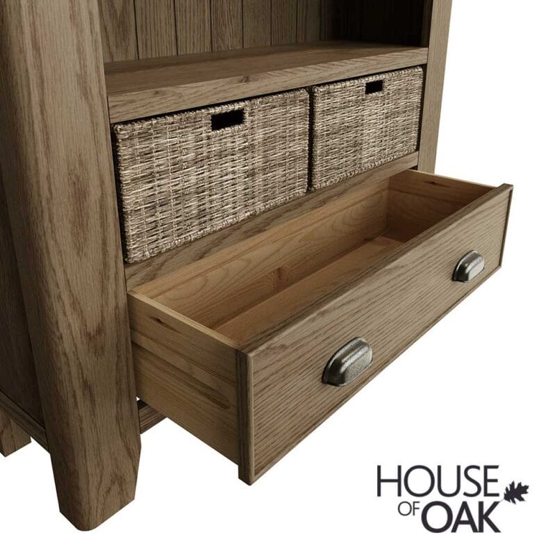 Chatsworth Oak Large Bookcase with 1 Drawer and Baskets - Image 7