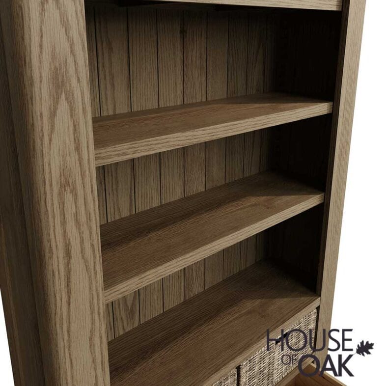 Chatsworth Oak Large Bookcase with 1 Drawer and Baskets - Image 8
