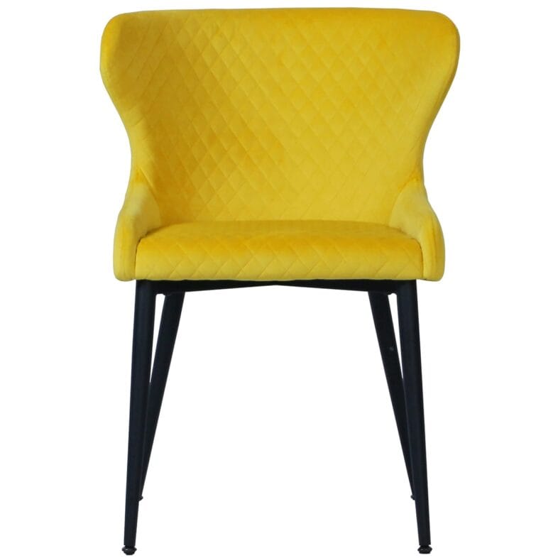 Orbit Dining Chair in Yellow Velvet - Image 5