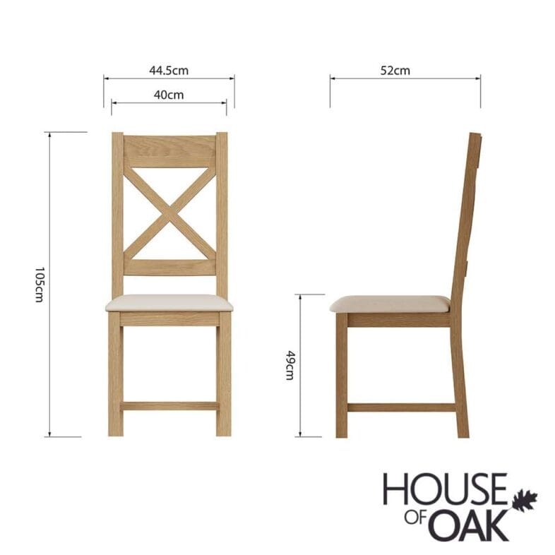 Harewood Oak Cross Back Chair Fabric Seat - Image 9