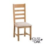 Harewood Oak Ladder Back Chair Fabric Seat - Image 2