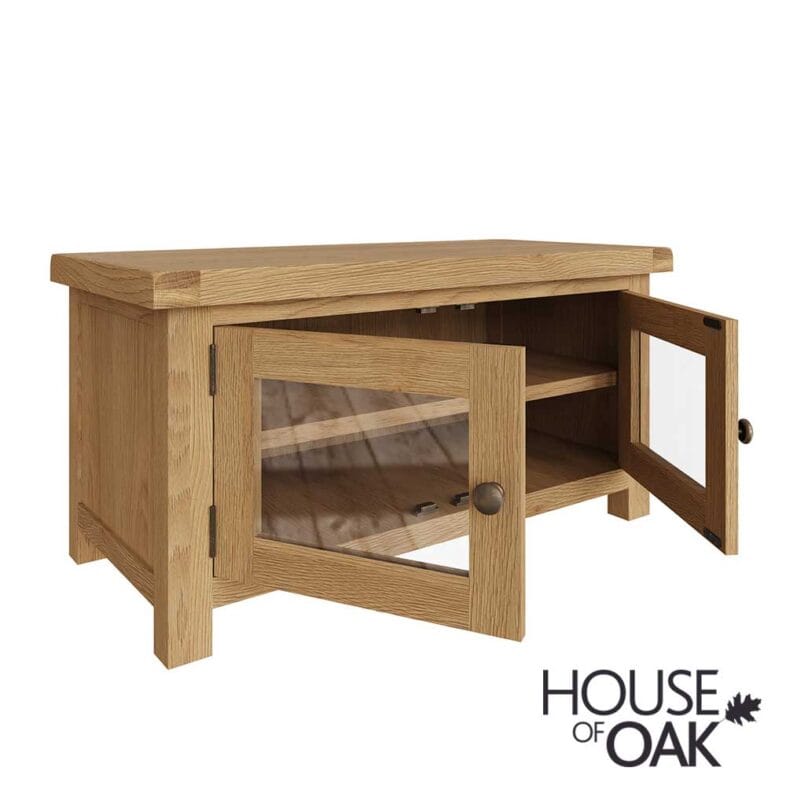 Harewood Oak Standard TV Unit With 2 Glazed Doors - Image 10