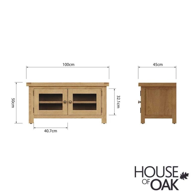 Harewood Oak Standard TV Unit With 2 Glazed Doors - Image 11