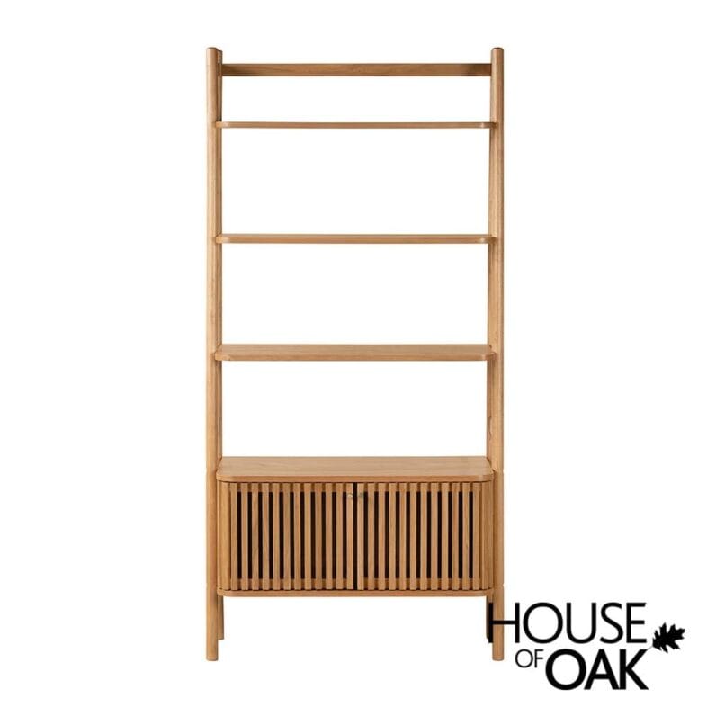 Norfolk Oak Open Bookcase with Cupboard - Image 3