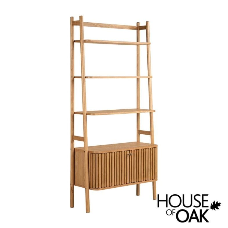 Norfolk Oak Open Bookcase with Cupboard - Image 2