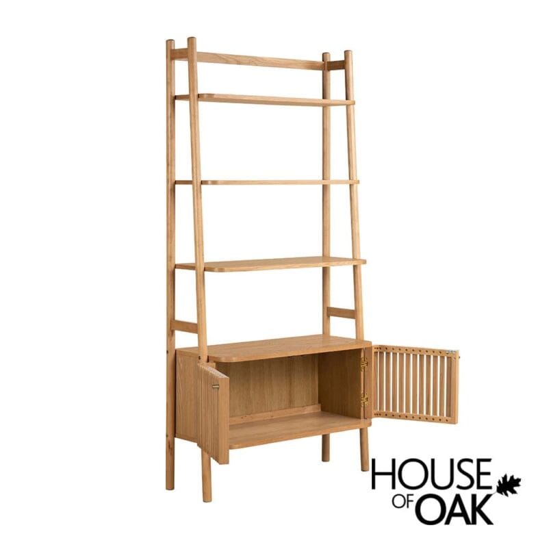 Norfolk Oak Open Bookcase with Cupboard - Image 4