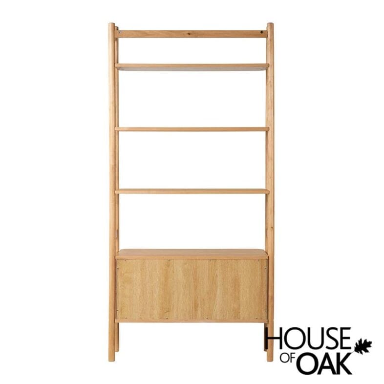 Norfolk Oak Open Bookcase with Cupboard - Image 6