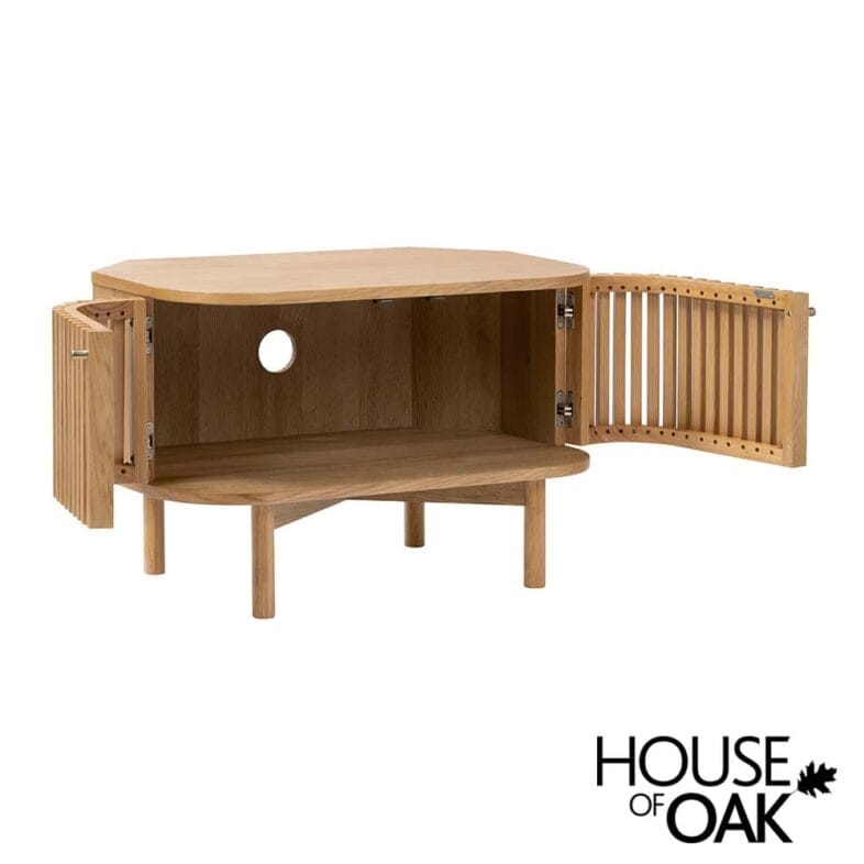 Norfolk Oak Corner TV Unit with 2 Doors - Image 3