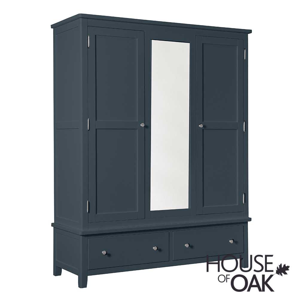 Cotswold Blue Triple Wardrobe with 2 Drawers